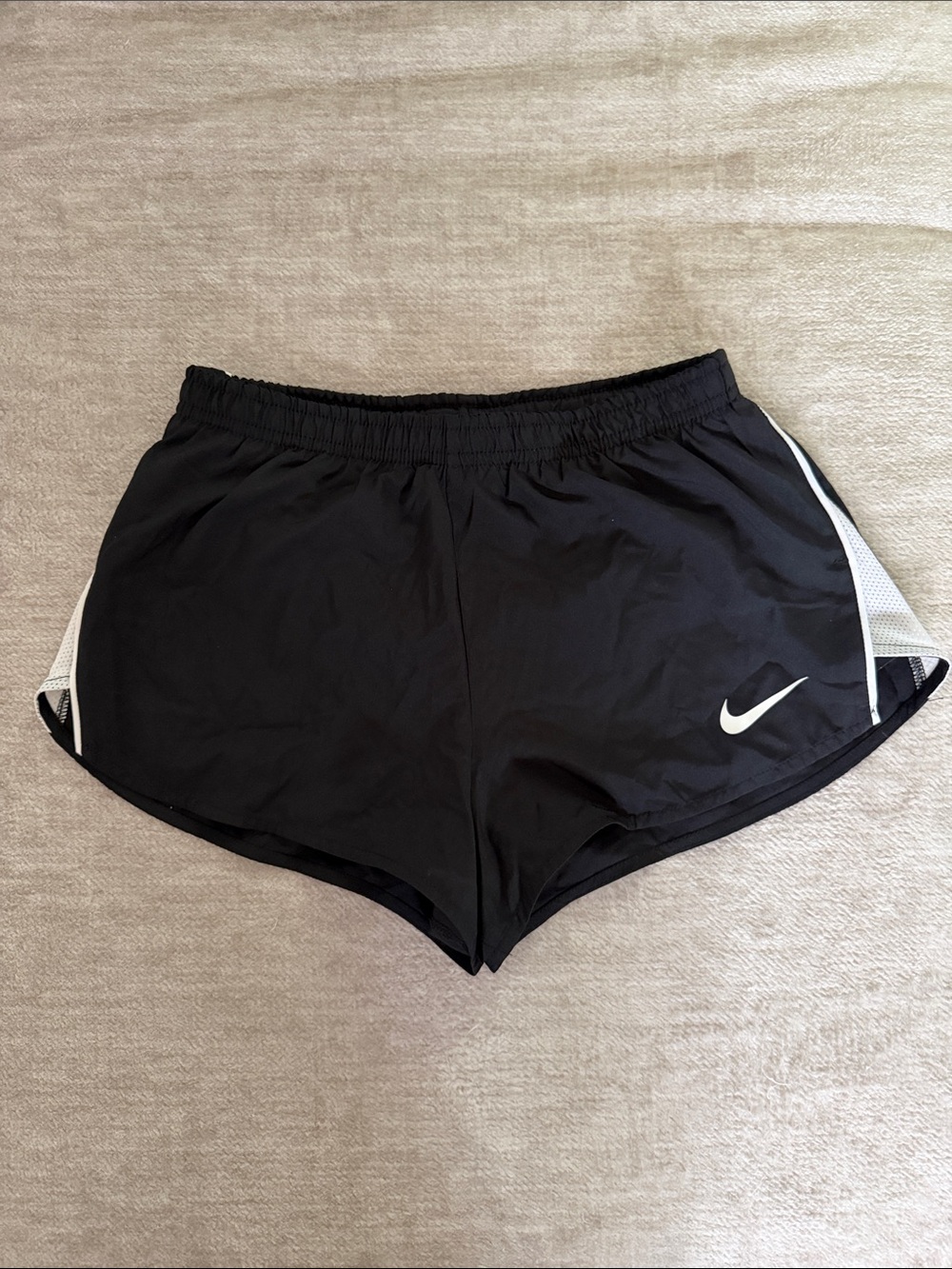 Nike Boys Black Athletic Shorts with White Accents